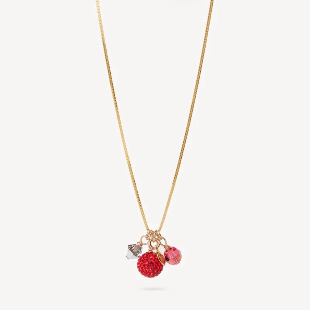 Hillberg & Berk RED & GOLD SPARKLE BALL™ CLUSTER NECKLACE